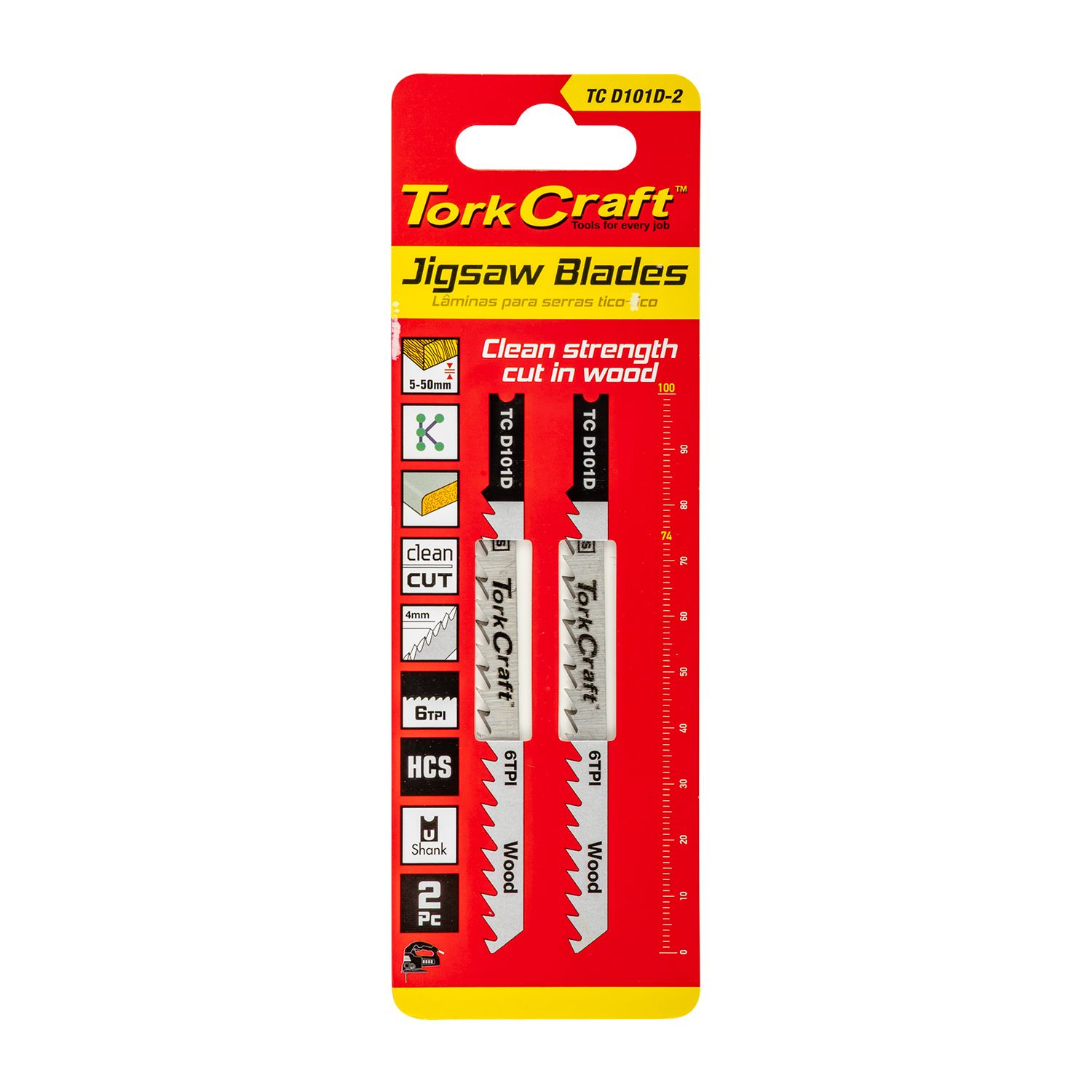 U-shank Jigsaw Blade 6tpi Wood 4mm 2pc